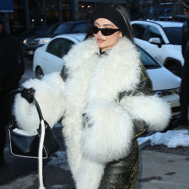 Kylie Jenner Heats Things Up Aspen in Black Bikini and Furry Boots